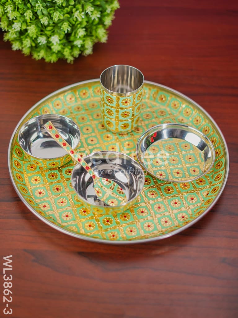Meenakari Stainless Steel Thali Set - WL3862