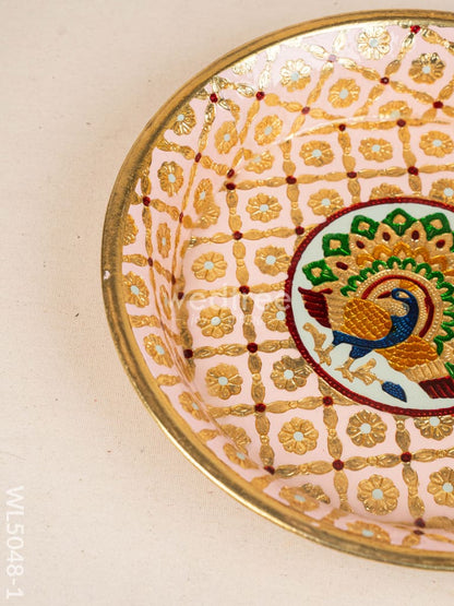 Meenakari Thambaalam Plate - 12 inch - Pink - WL5048-1