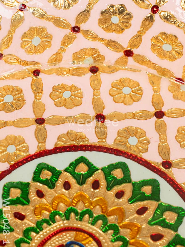 Meenakari Thambaalam Plate - 12 inch - Pink - WL5048-1