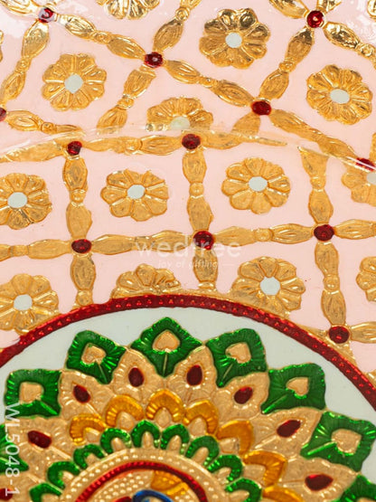 Meenakari Thambaalam Plate - 12 inch - Pink - WL5048-1