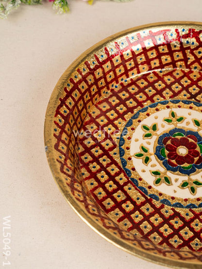 Meenakari Thambaalam Plate - 12 inch - Red - WL5049-1