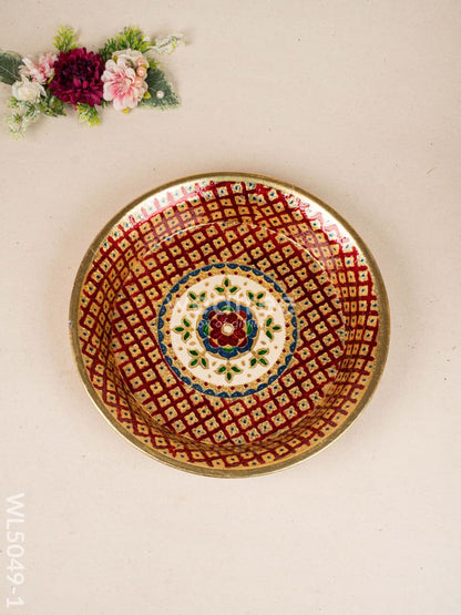 Meenakari Thambaalam Plate - 12 inch - Red - WL5049-1