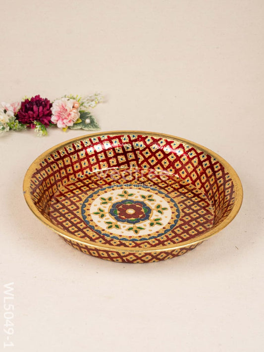 Meenakari Thambaalam Plate - 12 inch - Red - WL5049-1