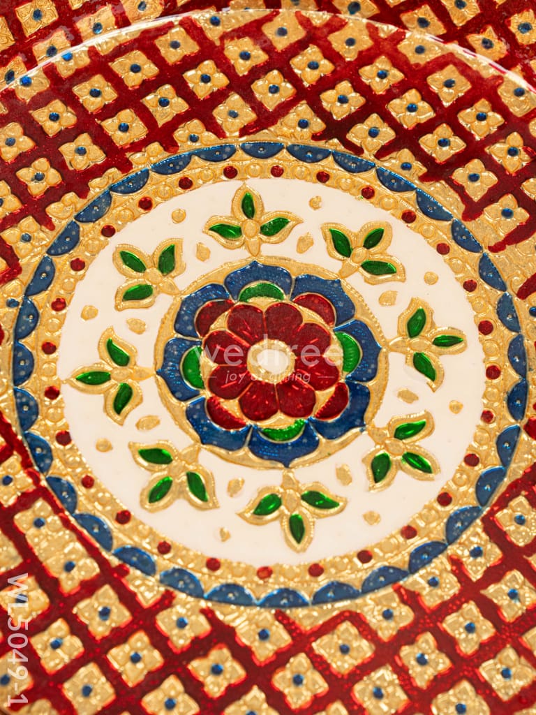 Meenakari Thambaalam Plate - 12 inch - Red - WL5049-1
