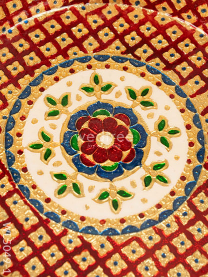 Meenakari Thambaalam Plate - 12 inch - Red - WL5049-1