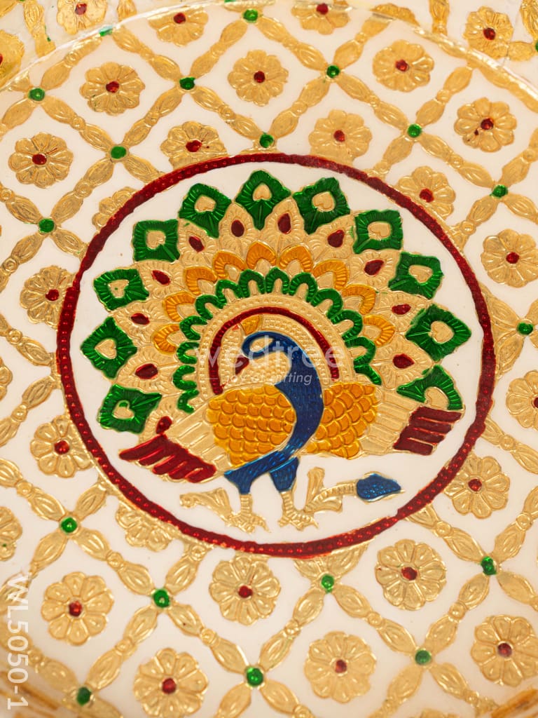 Meenakari Thambaalam Plate - 12 inch - White - WL5050-1