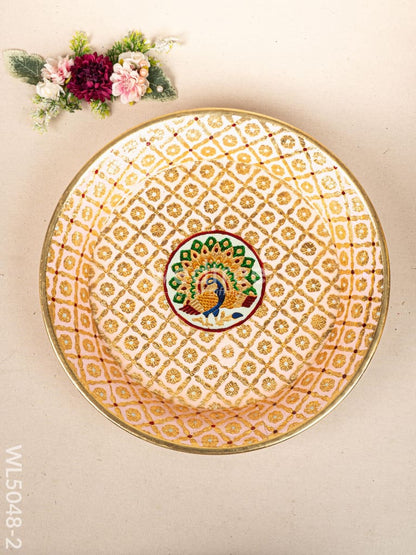 Meenakari Thambaalam Plate - 16 inch - Pink - WL5048-2