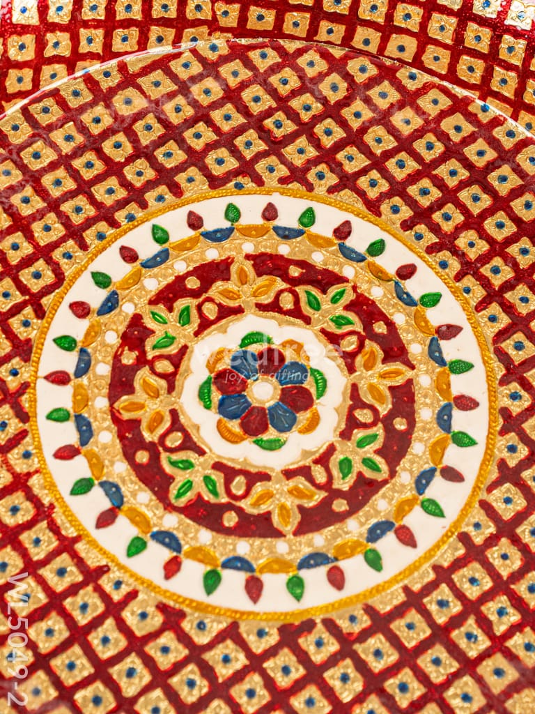 Meenakari Thambaalam Plate - 16 inch - Red - WL5049-2