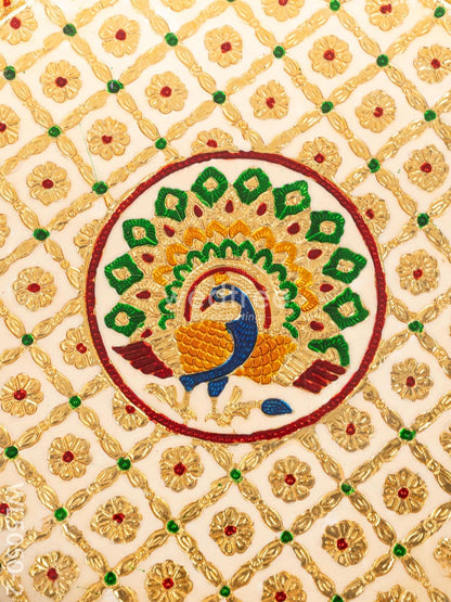 Meenakari Thambaalam Plate - 16 inch - White - WL5050-2