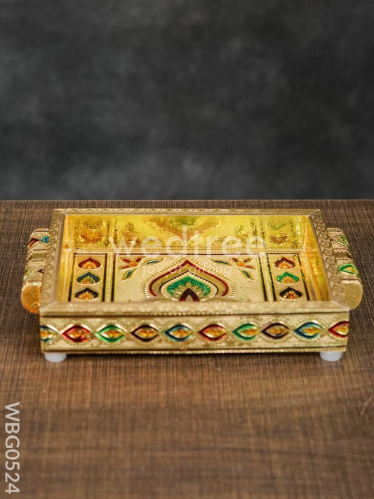 Meenakari Tray With Deepam Design - 6 inch - WBG0524