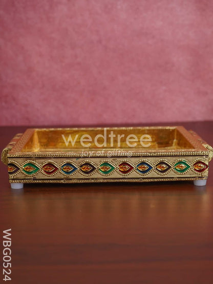 Meenakari Tray With Deepam Design- WBG0524
