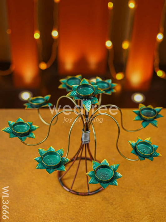 Metal 9 Lotus Candle Holder with Stand - WL3666