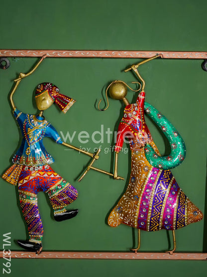 Metal Dandiya Couple in Frame - WL3792