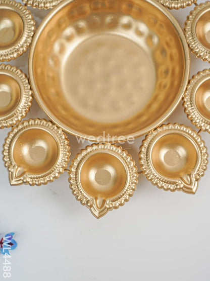 Metal Decor Urli with Diyas - WL4488