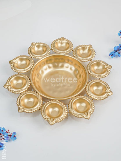 Metal Decor Urli with Diyas - WL4488