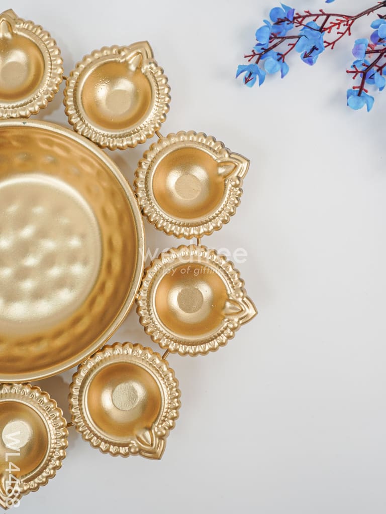 Metal Decor Urli with Diyas - WL4488