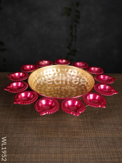 Metal Diya Urli - 14 Inches - WL1952
