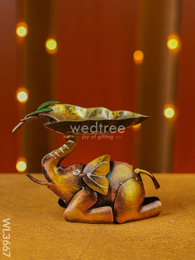 Metal Elephant Leaf Tray - WL3667