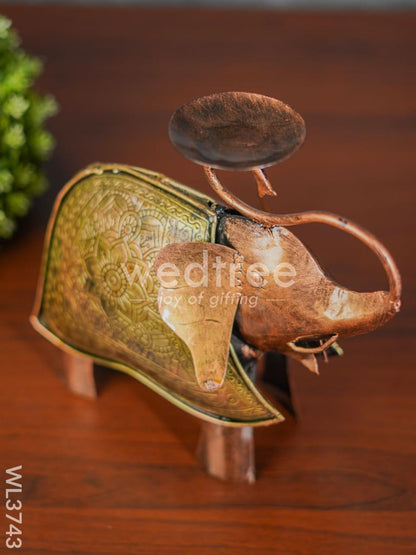 Metal Elephant T-light holder - WL3743