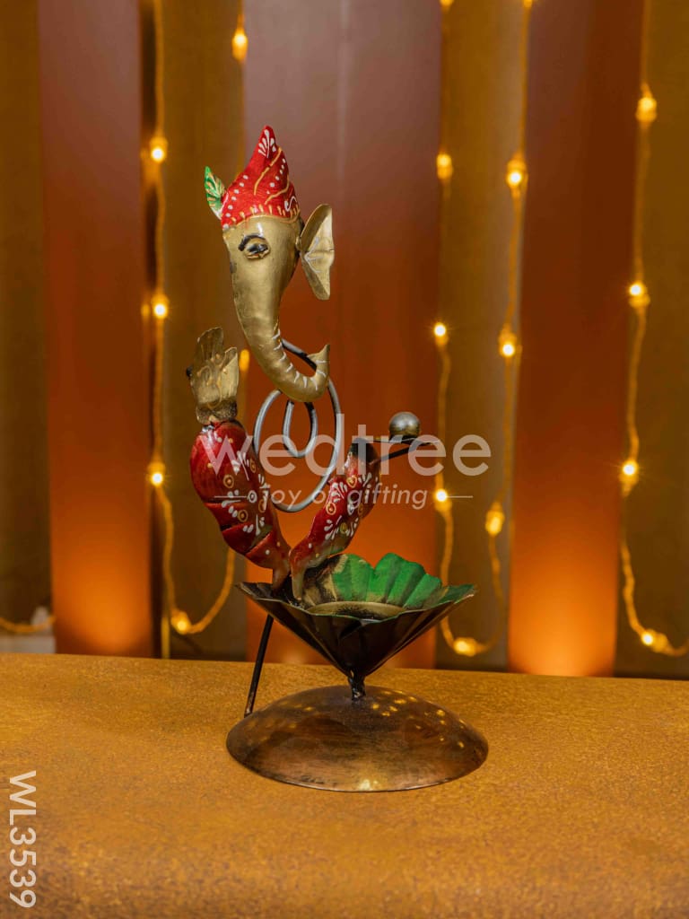 Metal Ganesha T Light Holder - WL3539