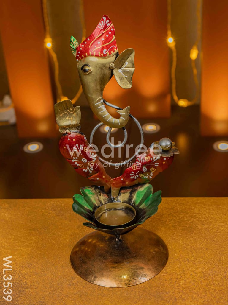 Metal Ganesha T Light Holder - WL3539