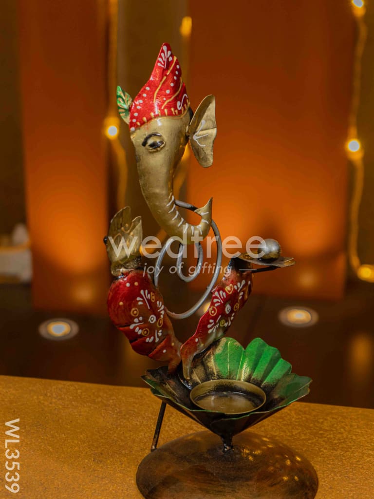 Metal Ganesha T Light Holder - WL3539