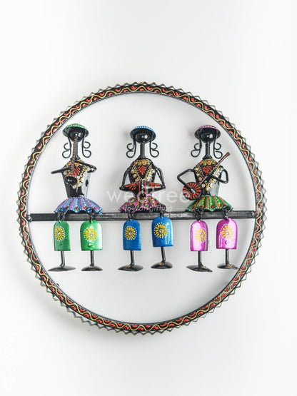 Metal Hand Painted Rajasthani Musicians Wall Hanging - WL4923