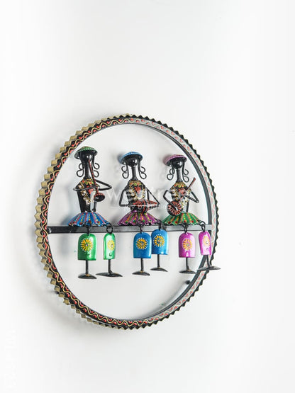 Metal Hand Painted Rajasthani Musicians Wall Hanging - WL4923