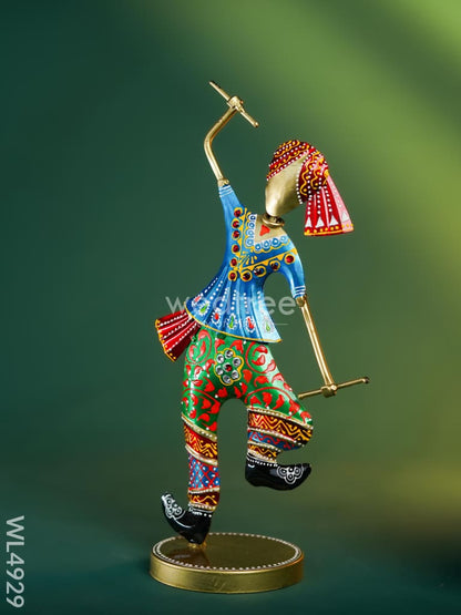 Metal Handpainted Dancing Rajasthani - Set of 2 - WL4929 Metal Decor Showpiece