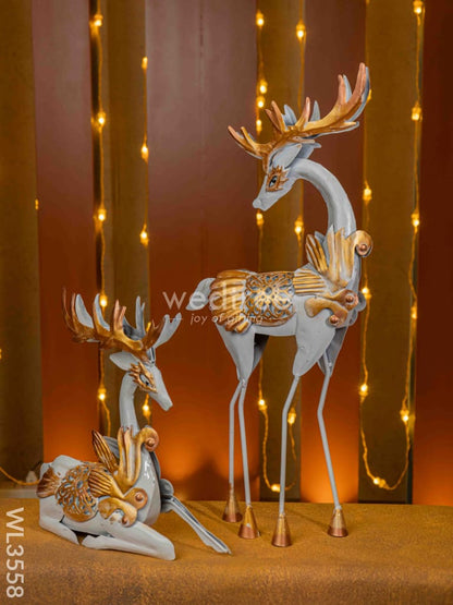 Metal Handpainted Deer - Set of 2 - WL3558