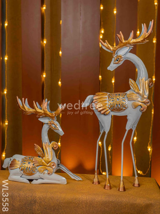 Metal Handpainted Deer - Set of 2 - WL3558