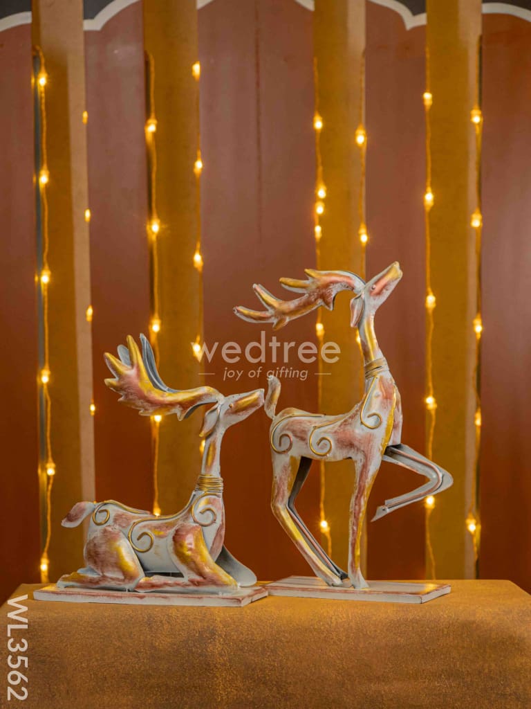 Metal Handpainted Deer - Set of 2 - WL3562