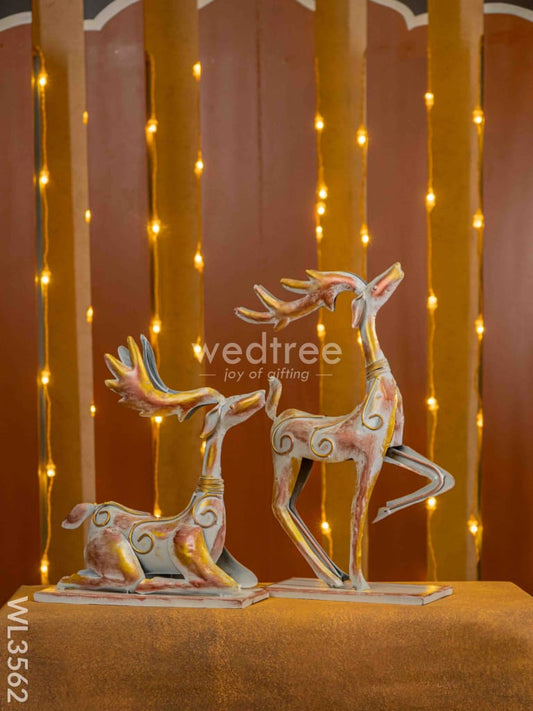 Metal Handpainted Deer - Set of 2 - WL3562