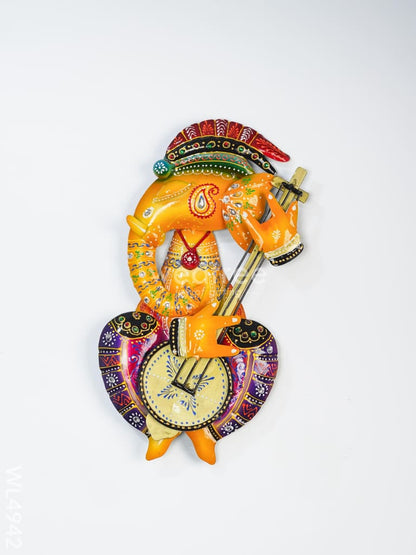 Metal Handpainted Ganesha Wall Hanging - 12 inch - Set of 4 - WL4942