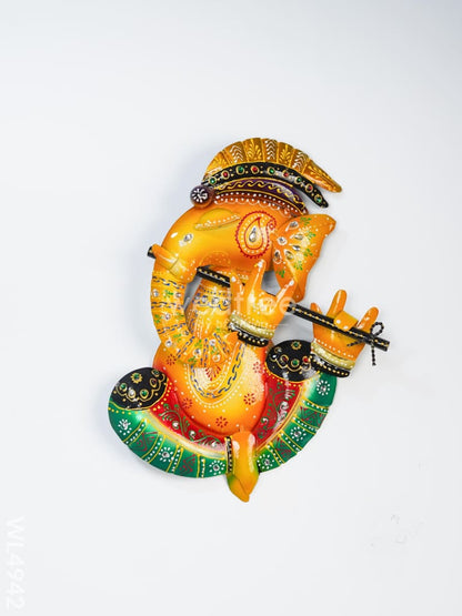 Metal Handpainted Ganesha Wall Hanging - 12 inch - Set of 4 - WL4942