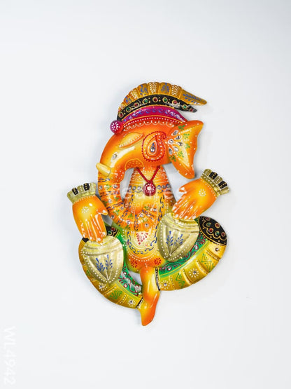 Metal Handpainted Ganesha Wall Hanging - 12 inch - Set of 4 - WL4942