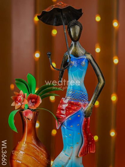 Metal Handpainted Lady with Flower vase - WL3660