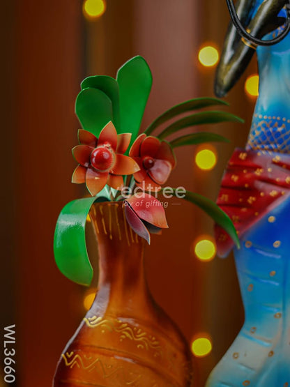 Metal Handpainted Lady with Flower vase - WL3660