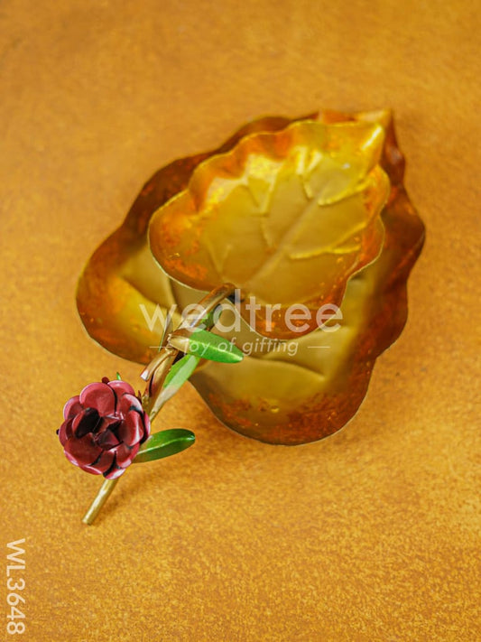 Metal Handpainted Leaf Tray - WL3648