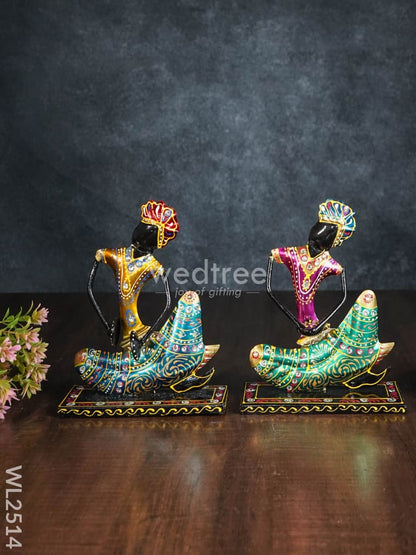 Metal Handpainted Musician Showpiece (set of 3) - WL2514