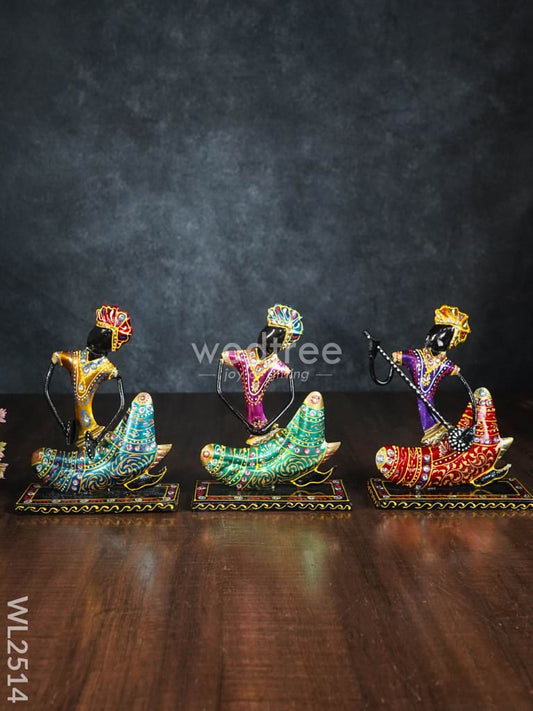 Metal Handpainted Musician Showpiece (set of 3) - WL2514