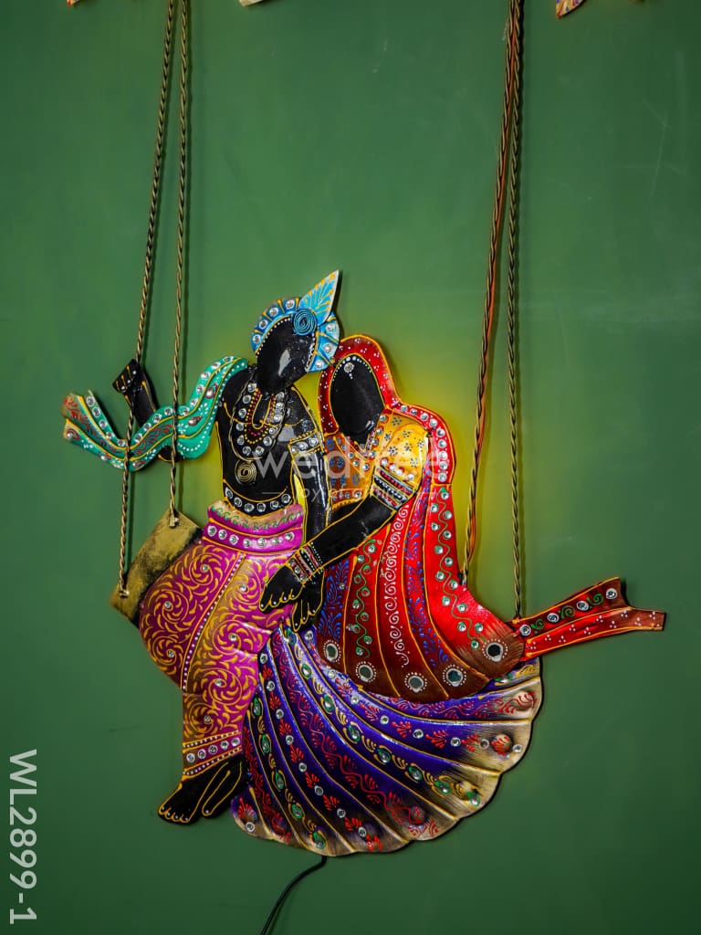 Metal Handpainted Radha Krishna in Jhoola - WL2899-1