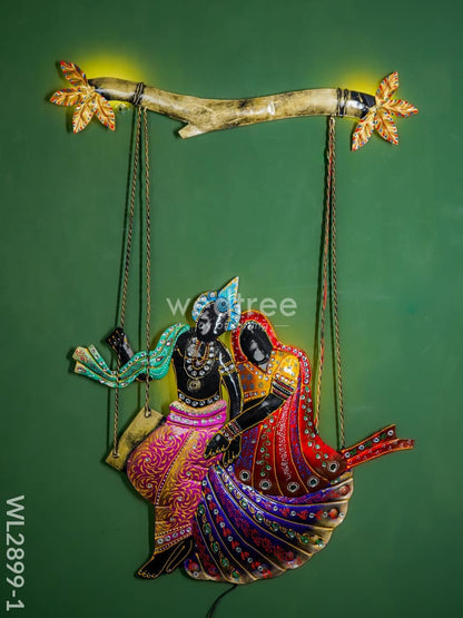 Metal Handpainted Radha Krishna in Jhoola - WL2899-1
