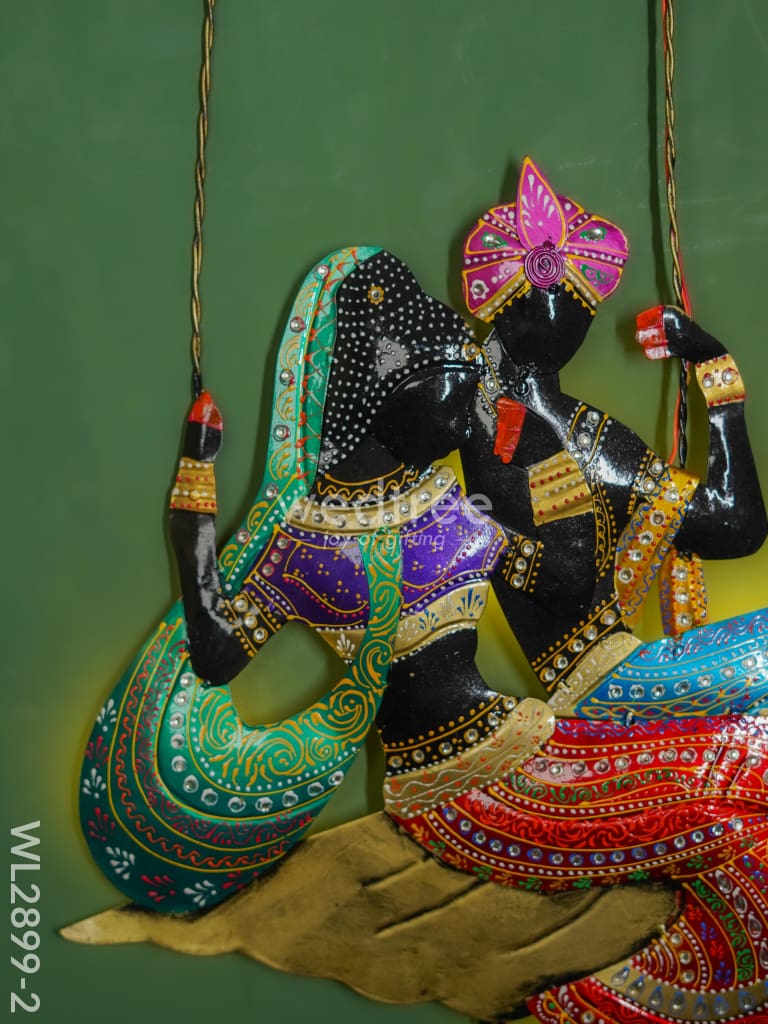 Metal Handpainted Radha Krishna in Jhula - WL2899-2