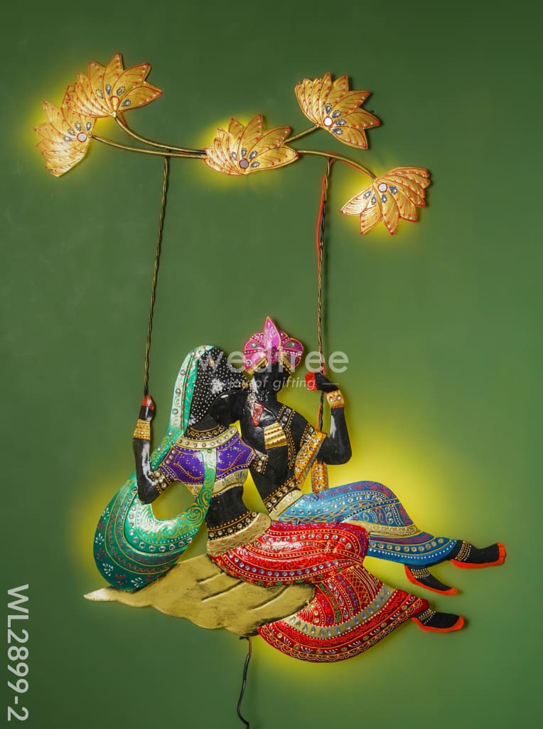 Metal Handpainted Radha Krishna in Jhula - WL2899-2