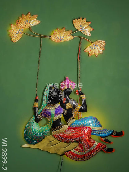 Metal Handpainted Radha Krishna in Jhula - WL2899-2
