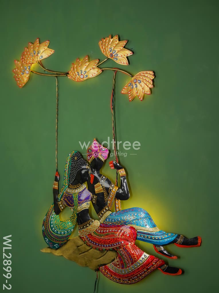 Metal Handpainted Radha Krishna in Jhula - WL2899-2
