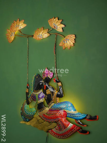Metal Handpainted Radha Krishna in Jhula - WL2899-2