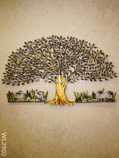 Metal Handpainted Tree with Cranes - WL2902