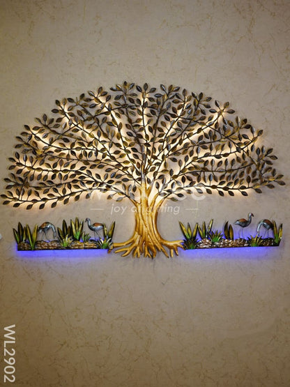 Metal Handpainted Tree with Cranes - WL2902